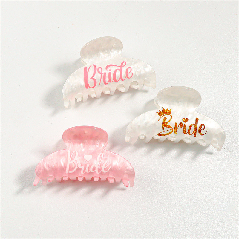 8 cm biały różowy złoty litera Bridal Hair Akcesoria akrylowa panna młoda do włosów dla kobiet
