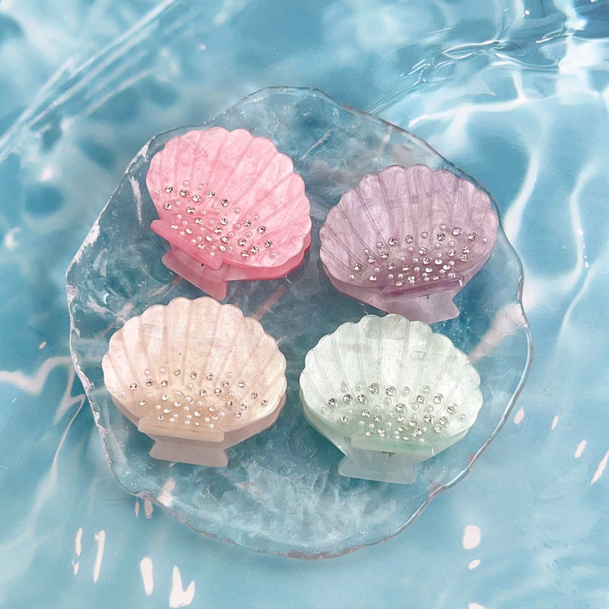 Brokat luksusowy kryształ Rhinestone biały octan spinka do włosów muszla morska biżuteria małe spinki do włosów akcesoria do włosów dla kobiet