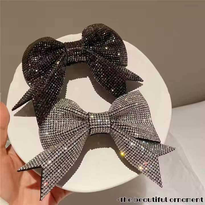 Luksusowe szpilki do włosów Crystal Rhinestone Bowknot Metal Hair Clip dla kobiet na festiwalowy prezent